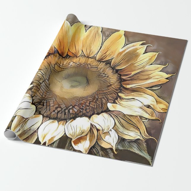 Papier Cadeau Simple Art moderne Sun Sunflower Collection (Déroulé)