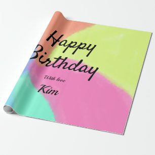 Papier Cadeau simple calligraphie minimum heureux anniversaire p
