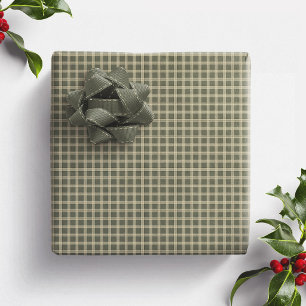 Papier Cadeau Simple carreaux verts vintage pour les fêtes