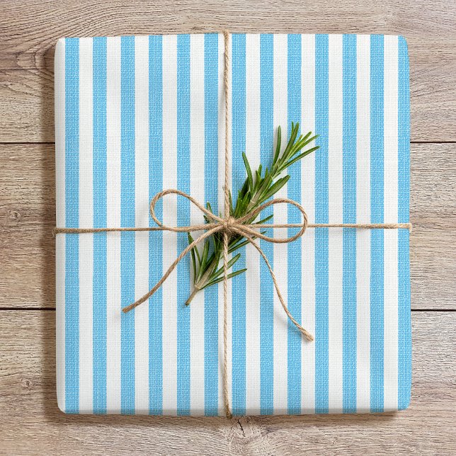 Papier Cadeau Simple Chic Linge Revêtu Motif rayé Bleu clair (Créateur téléchargé)