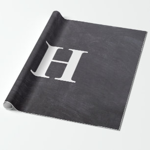 Papier Cadeau Simple Élégant gris blanc Monogramme simple