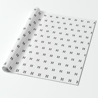 Papier Cadeau Simple Élégant noir Monogramme blanc Monogramme Wr