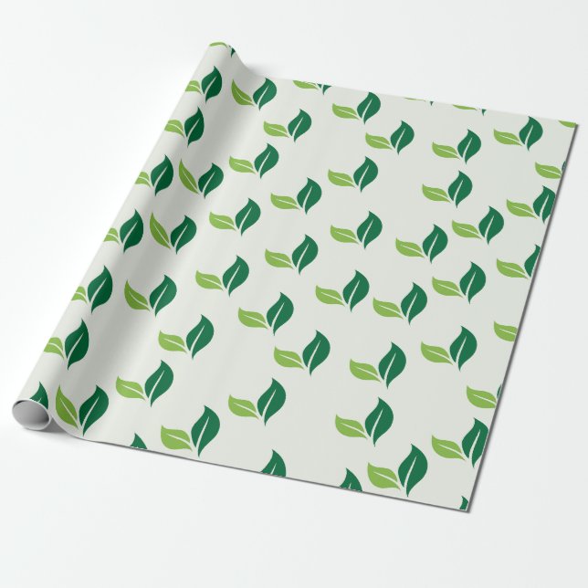 Papier Cadeau Simple feuille verte (Déroulé)