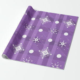 Papier Cadeau Simple flocons de neige carreaux violet  motif 
