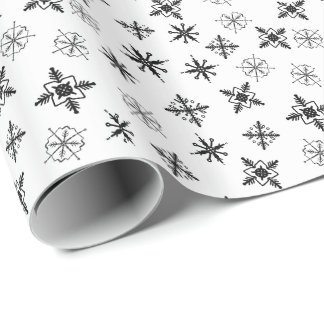 Papier Cadeau Simple Flocons de Neige Noël