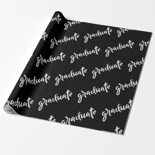 Papier Cadeau Simple Graduate Black and White Graduate Party (Déroulé)