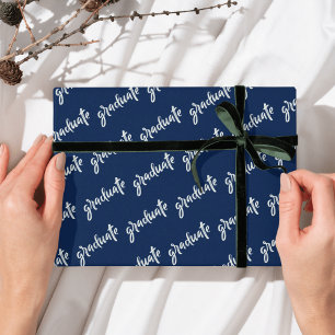 Papier Cadeau Simple Graduate Blue and White Graduate Party
