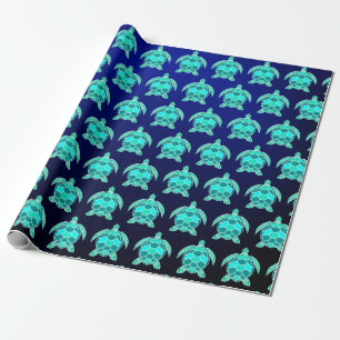 Papier Cadeau Simple jolie tortue bleu turquoise turquoise