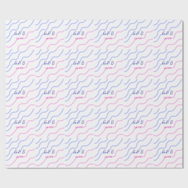 Papier Cadeau SIMPLE MINIMAL ajouter votre nom de couple nom de  (Plat)