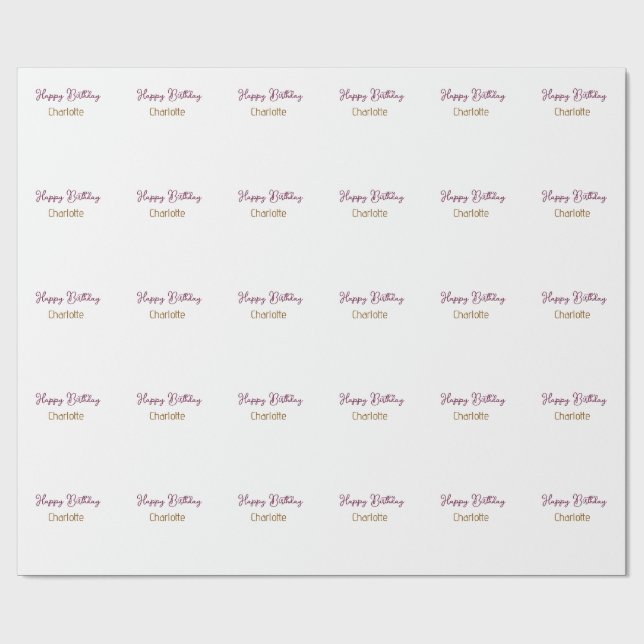 Papier Cadeau SIMPLE MINIMAL.CUTIE AJOUTER NOM BÉBÉ joyeux anniv (Plat)