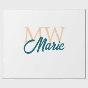 Papier Cadeau simple minimaliste ajouter nom monogramme orange b