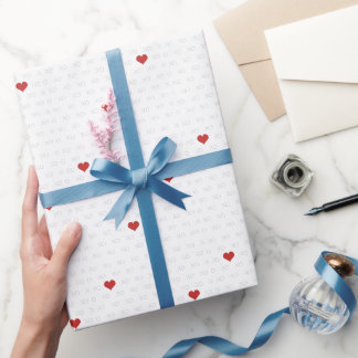 Papier Cadeau Simple minimaliste XO XO Coeur Rouge Saint Valenti