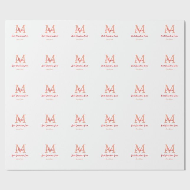 Papier Cadeau simple minimum meilleur grand-mère jamais rouge mo (Plat)
