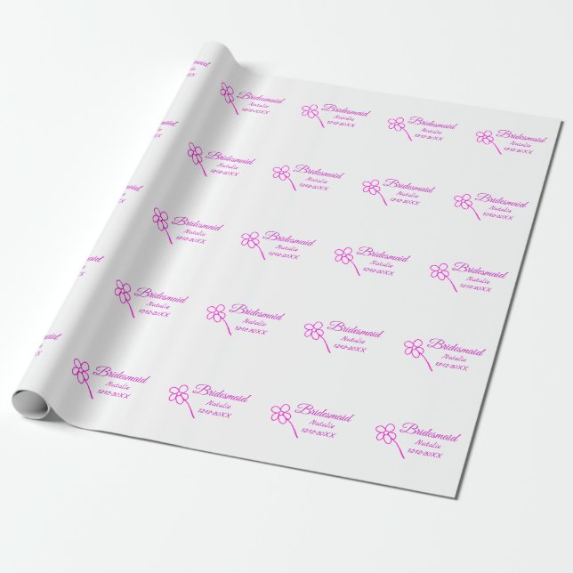 Papier Cadeau Simple minimum rose bridesmaid ajouter le nom de l (Déroulé)