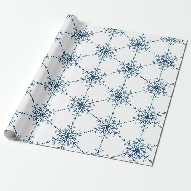 Papier Cadeau Simple moderne élégant Noël flocon de neige d'hive (Déroulé)