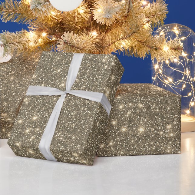 Papier Cadeau Simple Moderne Luxe Sable Doré Pailleté Brillante (Vacances)