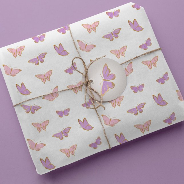 Papier Cadeau Simple moderne Pastel Butterflies Motif (Créateur téléchargé)