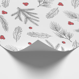 Papier Cadeau Simple Moderne Rouge, Noir & Blanc Noël