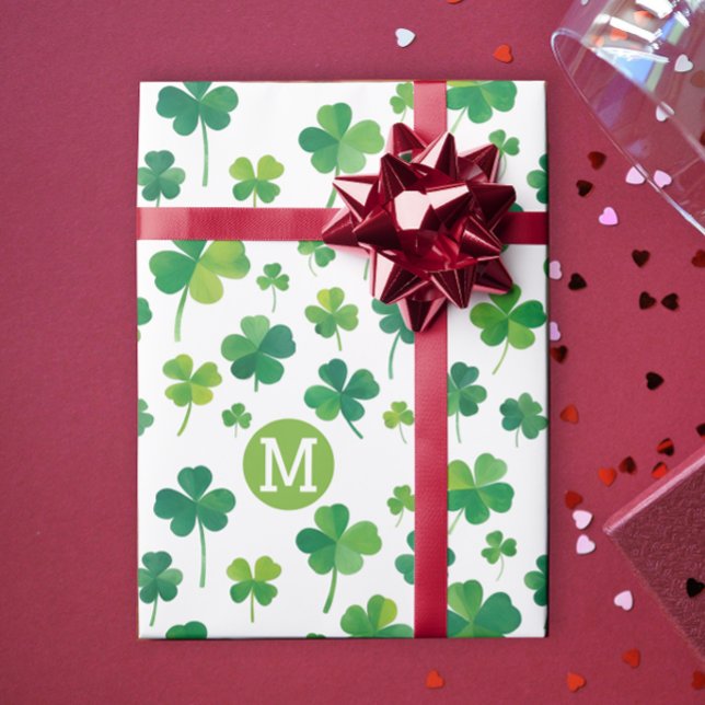 Papier Cadeau Simple moderne Shamrock de chance verte Patrick Mo (Créateur téléchargé)