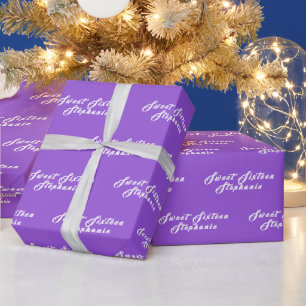 Papier Cadeau Simple moderne Sweet 16 Nom Purple Seize Nom