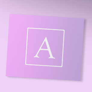 Papier Cadeau Simple Monogramme Dégradé Rose/Violet Subtil
