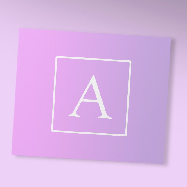 Papier Cadeau Simple Monogramme | Dégradé Rose/Violet Subtil (Créateur téléchargé)