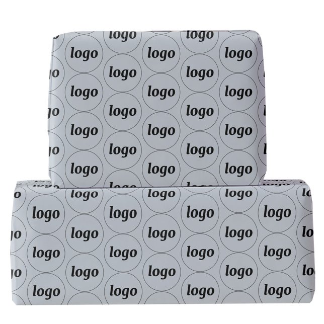 Papier Cadeau Simple motif de logo d'entreprise bleu poudre (Logo pattern business promotional dusty pastel powder blue wrapping paper roll)