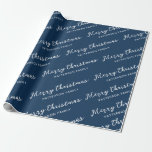 Papier Cadeau Simple Navy Blue Merry Christmas Nom de famille<br><div class="desc">Papier d'emballage de Noël avec idée cadeau personnalisée avec nom personnalisé et message Joyeux Fêtes. Surprenez vos amis et votre famille avec ce cadeau Simple minimaliste.</div>