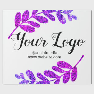 Papier Cadeau simple personnalisé bleu violet noir feuilles ajou