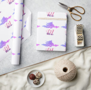 Papier Cadeau simple personnalisé rose violet pétillant ajouter 