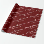 Papier Cadeau Simple Red Merry Christmas Nom de famille<br><div class="desc">Papier d'emballage de Noël avec idée cadeau personnalisée avec nom personnalisé et message Joyeux Fêtes. Surprenez vos amis et votre famille avec ce cadeau Simple minimaliste.</div>