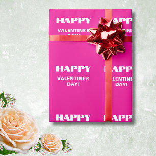 Papier Cadeau Simple White Clean Joyeux Valentines Jour Hot Pi