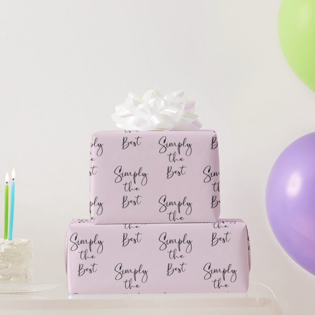 Papier Cadeau Simplement la Meilleure Citation Rose Clair  (Cadeaux de fête)