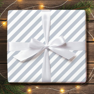 Papier Cadeau Simples rayures diagonales grises et blanches de N