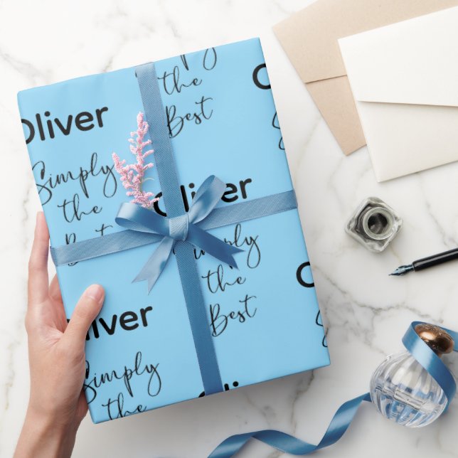 Papier Cadeau Simply the Best Personalized Pale Blue (Cadeaux)