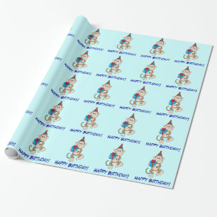Papier Cadeau Singe avec le joyeux anniversaire actuel !