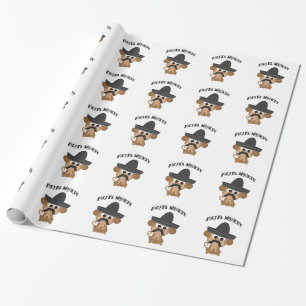 Papier Cadeau Singe de fiesta avec une moustache et un sombrero 