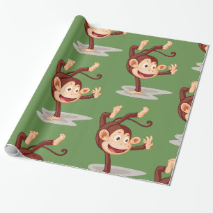 Papier Cadeau Singe joueur faisant un poirier Animal mignon