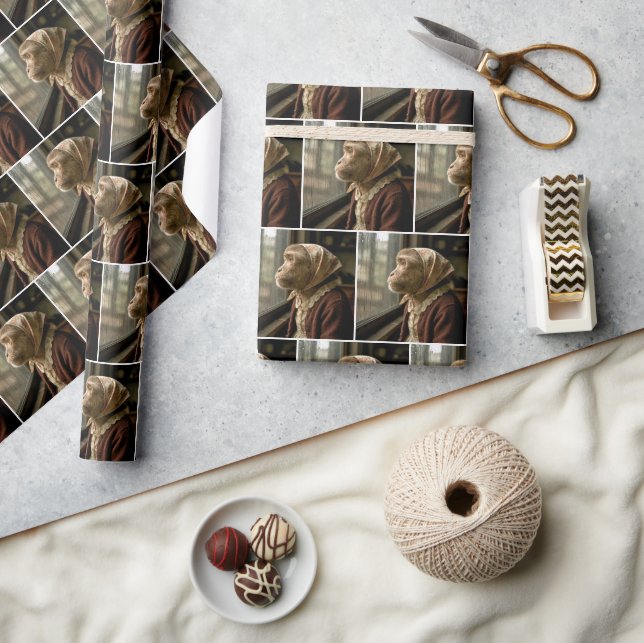 Papier Cadeau Singe regardant la pluie (Artisanat)