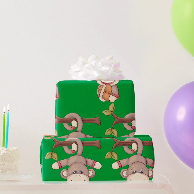 Papier Cadeau Singe Tenant Un Football (Créateur téléchargé)