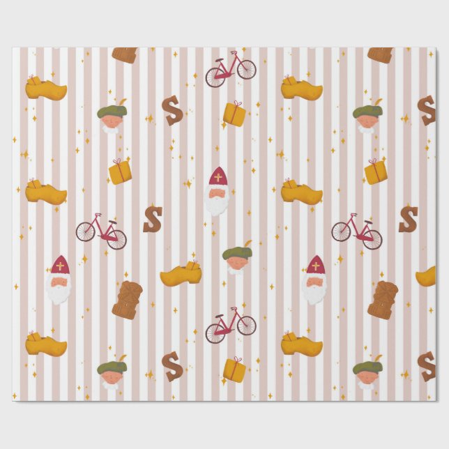 Papier Cadeau Sint and Piet Themed Wrapping Paper (Plat)