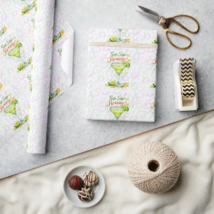 Papier Cadeau Sip Sip Sip Hourra Bulles Fête d'anniversaire