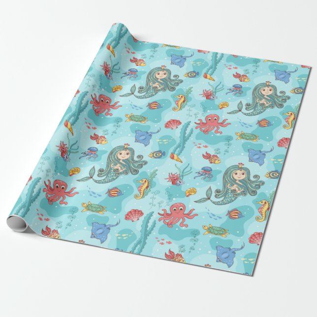 Papier Cadeau Sirène joyeuse (Déroulé)