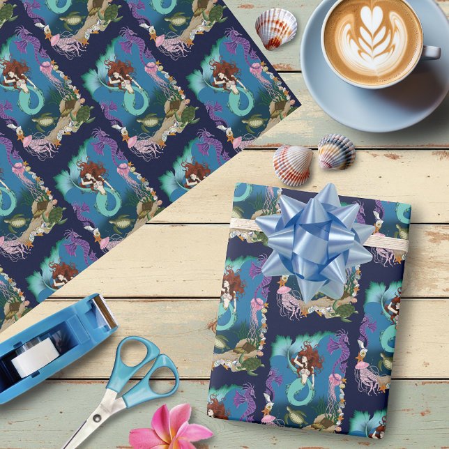 Papier Cadeau Sirène Mystique Océan Fantastique Vie Bleue de la  (Créateur téléchargé)