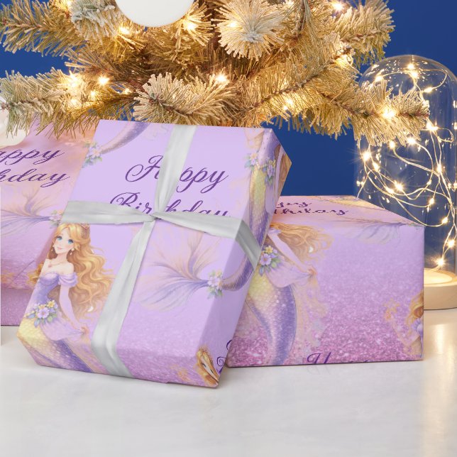Papier Cadeau Sirène violette  (Vacances)