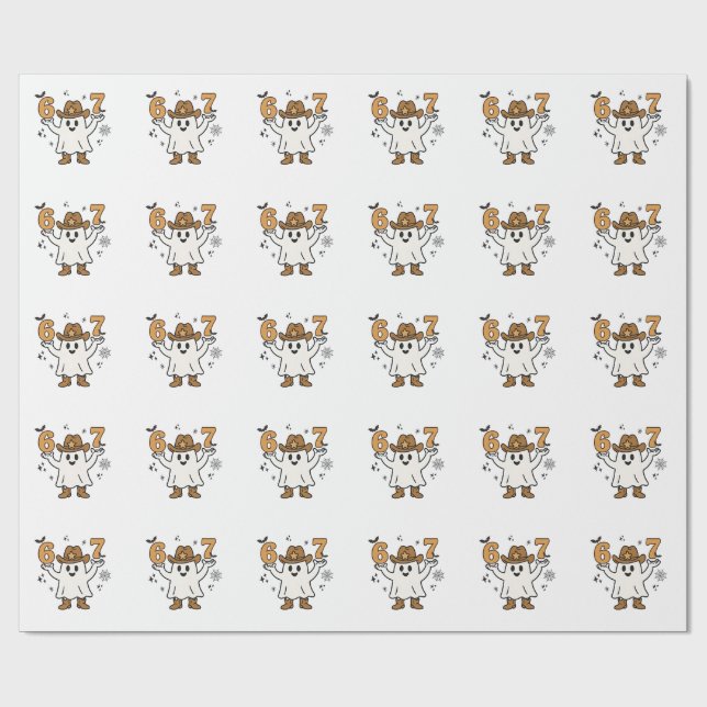 Papier Cadeau Six sept Éffrayant Halloween Sport 67 Mème Mason (Plat)