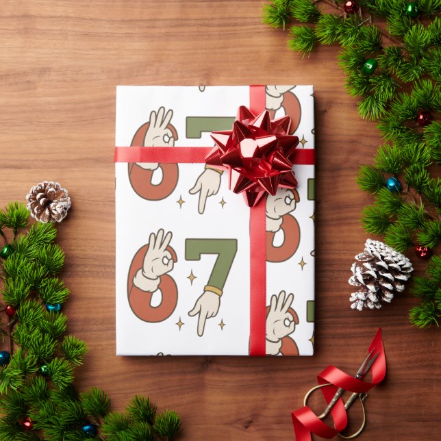 Papier Cadeau Six Seven 67 6 7 Christmas Santa Elf Meme (Cadeau de vacances)