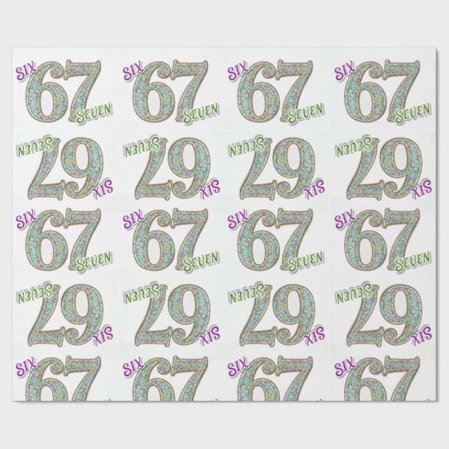Papier Cadeau Six Seven, Anniversaire Confettis (Plat)