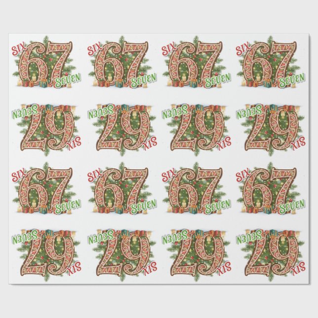 Papier Cadeau Six Seven Holiday, Green & Red  (Plat)