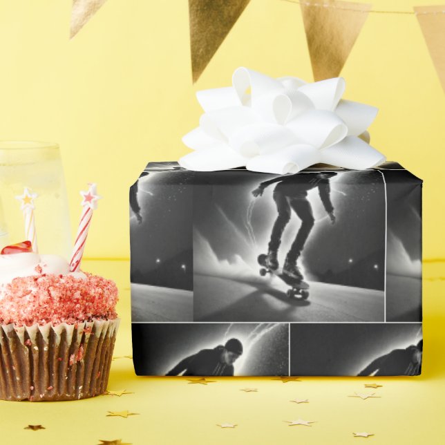 Papier Cadeau Skateboard Boy Avec Éclair (Fête d'anniversaire)